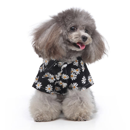 2 PCS Pet Beach Shirt Dog Print Spring And Summer Clothes, Size: S(Black)-garmade.com