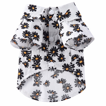 2 PCS Pet Beach Shirt Dog Print Spring And Summer Clothes, Size: S(White)-garmade.com