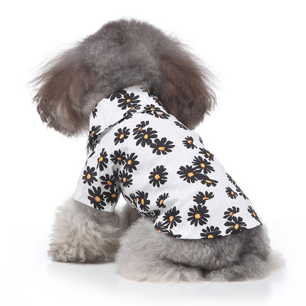 2 PCS Pet Beach Shirt Dog Print Spring And Summer Clothes, Size: S(White)-garmade.com