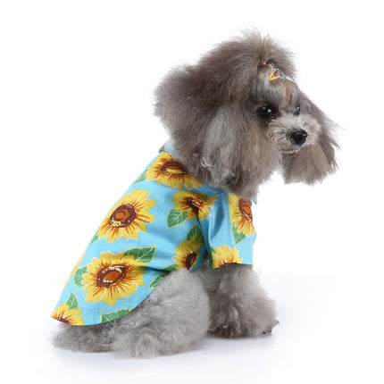 2 PCS Pet Beach Shirt Dog Print Spring And Summer Clothes, Size: S(Yellow Blue)-garmade.com