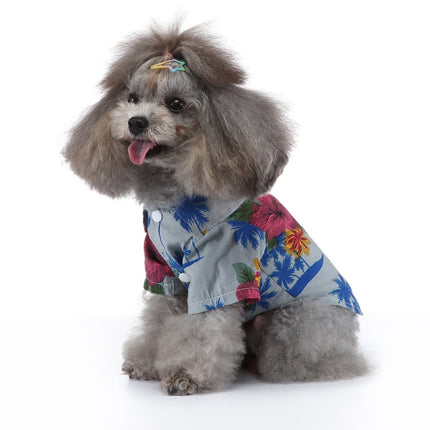 2 PCS Pet Beach Shirt Dog Print Spring And Summer Clothes, Size: S(Sea Blue)-garmade.com