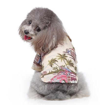 2 PCS Pet Beach Shirt Dog Print Spring And Summer Clothes, Size: M(Beige)-garmade.com
