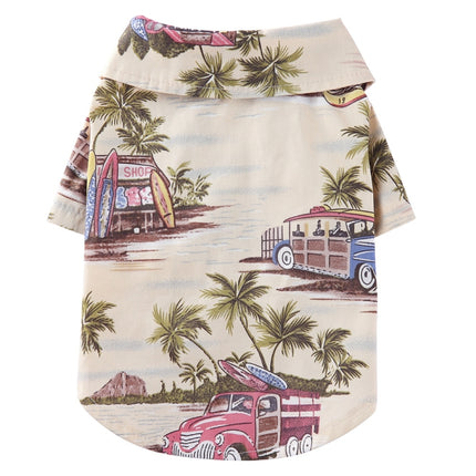 2 PCS Pet Beach Shirt Dog Print Spring And Summer Clothes, Size: M(Beige)-garmade.com