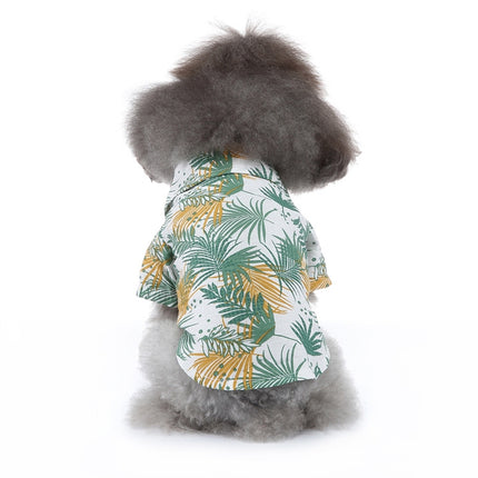 2 PCS Pet Beach Shirt Dog Print Spring And Summer Clothes, Size: M(Yellow White)-garmade.com