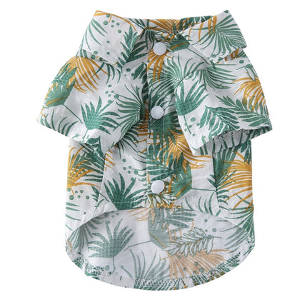 2 PCS Pet Beach Shirt Dog Print Spring And Summer Clothes, Size: M(Yellow White)-garmade.com