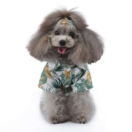 2 PCS Pet Beach Shirt Dog Print Spring And Summer Clothes, Size: M(Yellow White)-garmade.com