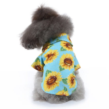 2 PCS Pet Beach Shirt Dog Print Spring And Summer Clothes, Size: M(Yellow Blue)-garmade.com