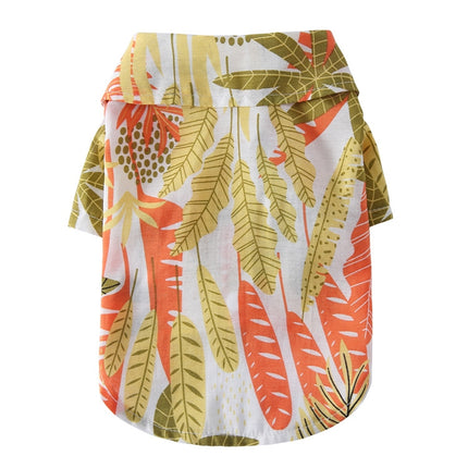 2 PCS Pet Beach Shirt Dog Print Spring And Summer Clothes, Size: M(Yellow Orange)-garmade.com