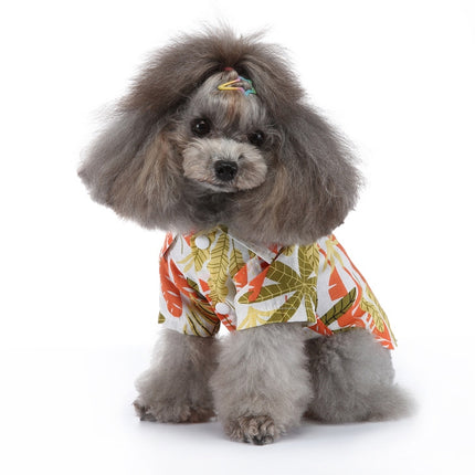 2 PCS Pet Beach Shirt Dog Print Spring And Summer Clothes, Size: M(Yellow Orange)-garmade.com