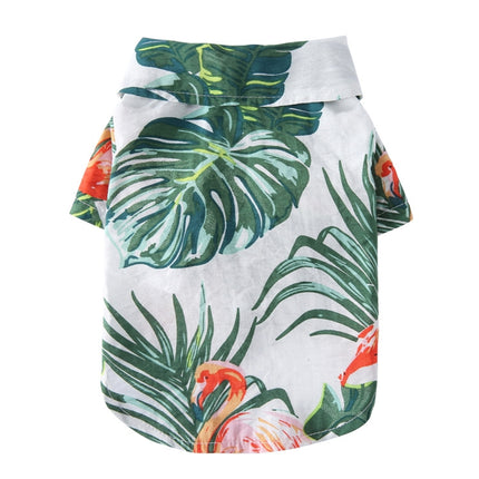2 PCS Pet Beach Shirt Dog Print Spring And Summer Clothes, Size: M(Green White)-garmade.com