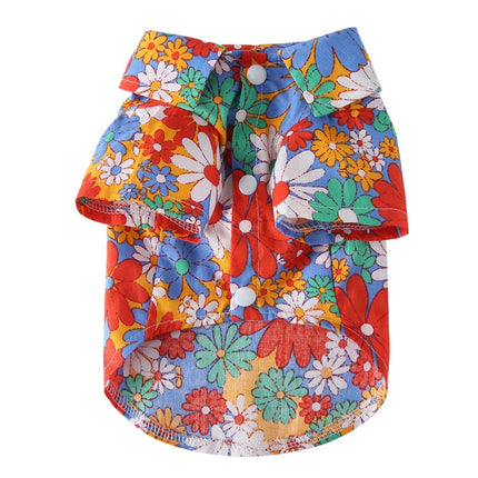 2 PCS Pet Beach Shirt Dog Print Spring And Summer Clothes, Size: M(Orange)-garmade.com