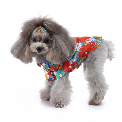 2 PCS Pet Beach Shirt Dog Print Spring And Summer Clothes, Size: M(Orange)-garmade.com