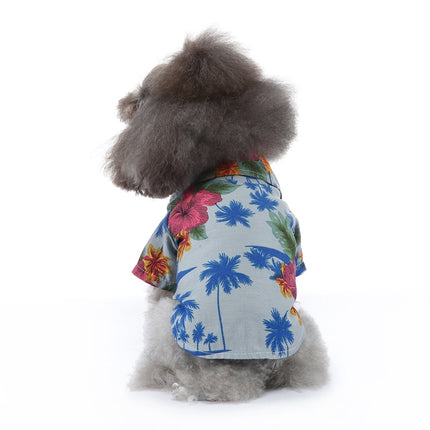 2 PCS Pet Beach Shirt Dog Print Spring And Summer Clothes, Size: M(Sea Blue)-garmade.com