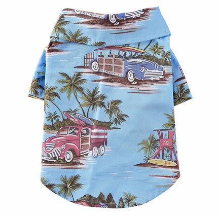 2 PCS Pet Beach Shirt Dog Print Spring And Summer Clothes, Size: L(Blue)-garmade.com