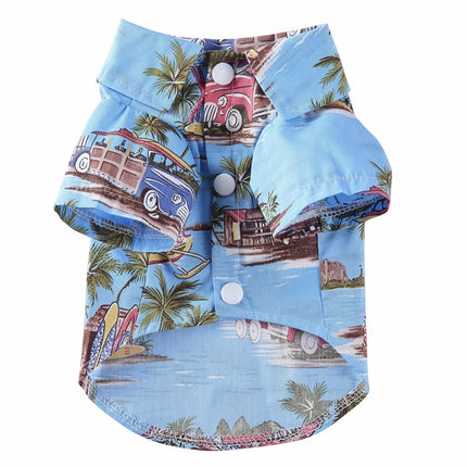 2 PCS Pet Beach Shirt Dog Print Spring And Summer Clothes, Size: L(Blue)-garmade.com