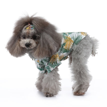 2 PCS Pet Beach Shirt Dog Print Spring And Summer Clothes, Size: L(Yellow White)-garmade.com