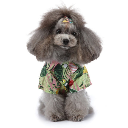 2 PCS Pet Beach Shirt Dog Print Spring And Summer Clothes, Size: L(Pink)-garmade.com