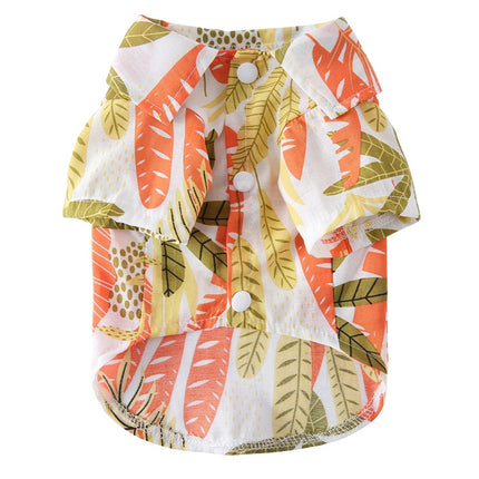 2 PCS Pet Beach Shirt Dog Print Spring And Summer Clothes, Size: L(Yellow Orange)-garmade.com