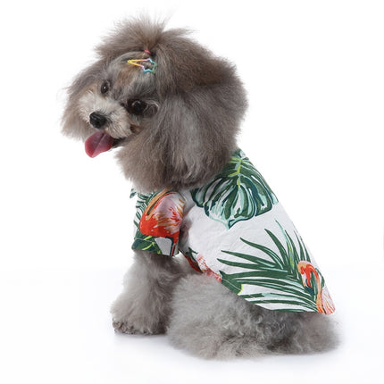 2 PCS Pet Beach Shirt Dog Print Spring And Summer Clothes, Size: L(Green White)-garmade.com