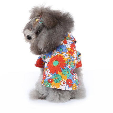 2 PCS Pet Beach Shirt Dog Print Spring And Summer Clothes, Size: L(Orange)-garmade.com
