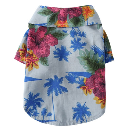 2 PCS Pet Beach Shirt Dog Print Spring And Summer Clothes, Size: L(Sea Blue)-garmade.com