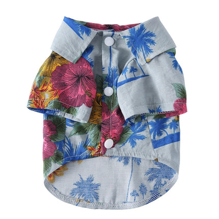 2 PCS Pet Beach Shirt Dog Print Spring And Summer Clothes, Size: L(Sea Blue)-garmade.com