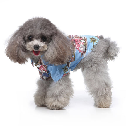2 PCS Pet Beach Shirt Dog Print Spring And Summer Clothes, Size: XL(Blue)-garmade.com