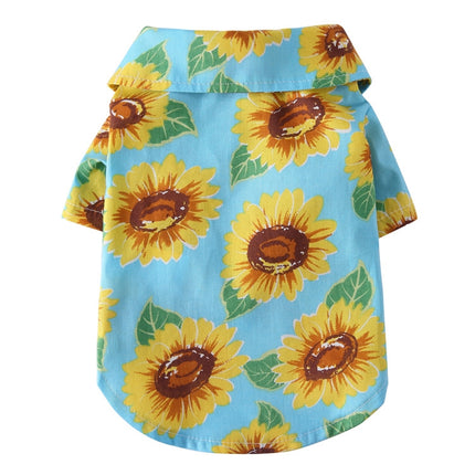 2 PCS Pet Beach Shirt Dog Print Spring And Summer Clothes, Size: XL(Yellow Blue)-garmade.com
