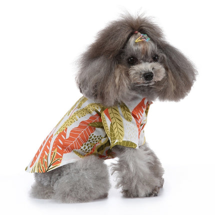 2 PCS Pet Beach Shirt Dog Print Spring And Summer Clothes, Size: XL(Yellow Orange)-garmade.com