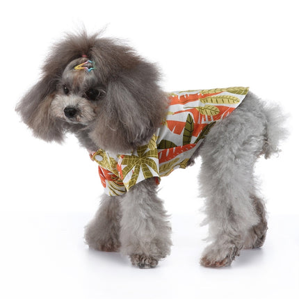 2 PCS Pet Beach Shirt Dog Print Spring And Summer Clothes, Size: XL(Yellow Orange)-garmade.com