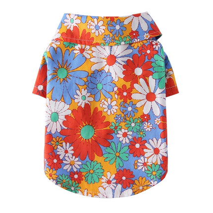 2 PCS Pet Beach Shirt Dog Print Spring And Summer Clothes, Size: XL(Orange)-garmade.com