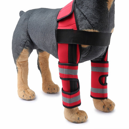 Pet Dog Leg Knee Guard Surgery Injury Protective Cover, Size: L(Support Strips Model (Red))-garmade.com