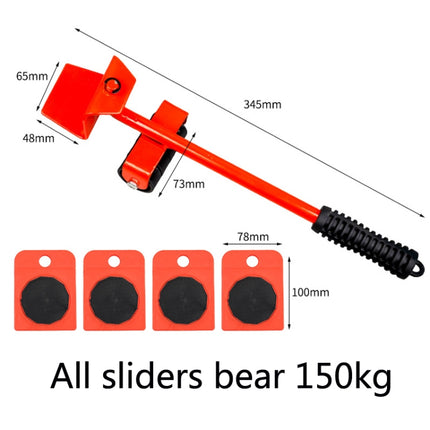 CY-0102 5 in 1 Household Moving Bed Heavy Object Moving Pulley Furniture Shifter Multifunctional Carrier, Model: Red (150KG)-garmade.com