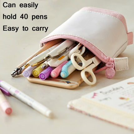 ANGOO Corduroy Retractable Drop-Down Pencil Case Student Stationery Storage Bag(Purple)-garmade.com