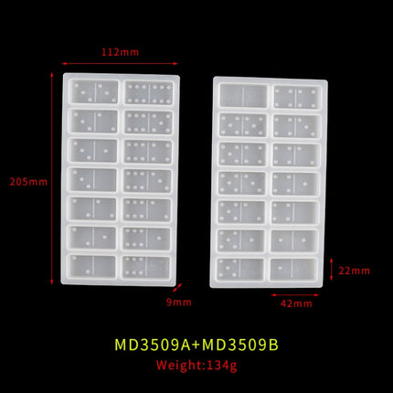 2 PCS DIY Domino Mold Crystal Epoxy Number Plate Mold(Set of MD3509 A + B)-garmade.com