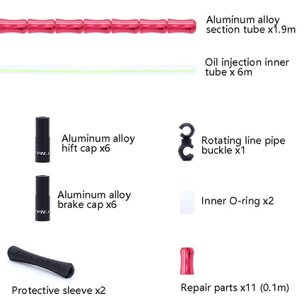 TRLREQ Mountain Road Bicycle Aluminum Alloy Brake Outer Tube Oil-Filled Fish Bone Line Tube, Colour: Black Red-garmade.com