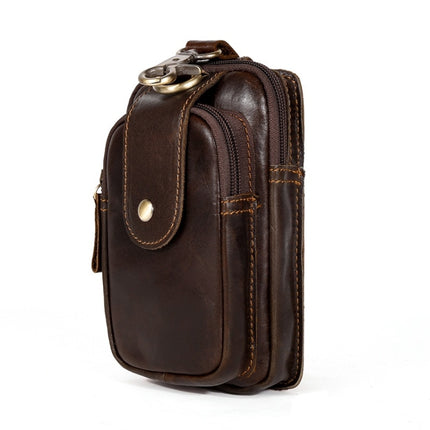 6384 Men Lightweight Sports Mobile Phone Bag Retro Belt Waist Bag(Coffee)-garmade.com