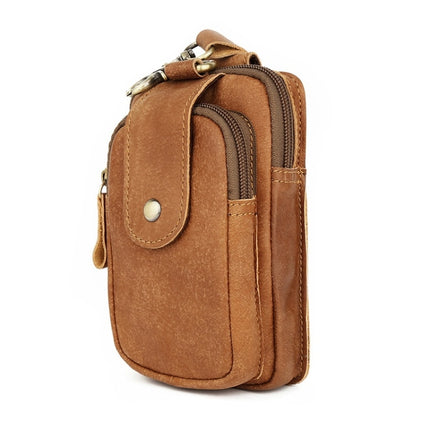 6384 Men Lightweight Sports Mobile Phone Bag Retro Belt Waist Bag(Brown)-garmade.com