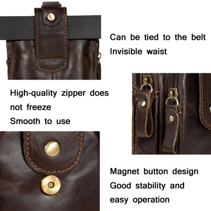 6384 Men Lightweight Sports Mobile Phone Bag Retro Belt Waist Bag(Brown)-garmade.com