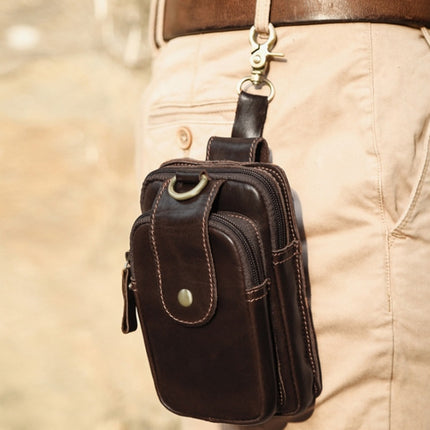 6384 Men Lightweight Sports Mobile Phone Bag Retro Belt Waist Bag(Brown)-garmade.com