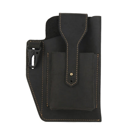 6543 Men Retro Sports Mobile Phone Belt Bag Waist Bag(Black)-garmade.com