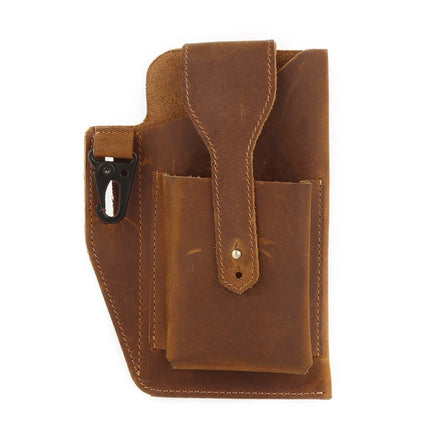 6543 Men Retro Sports Mobile Phone Belt Bag Waist Bag(Brown)-garmade.com