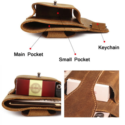 6543 Men Retro Sports Mobile Phone Belt Bag Waist Bag(Brown)-garmade.com