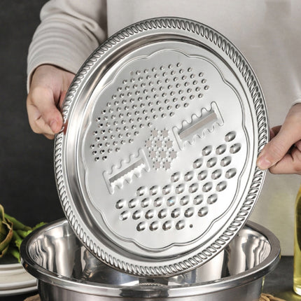 3 in 1 Stainless Steel Multifunctional Grater Kitchen Draining And Washing Basin Set(26cm)-garmade.com
