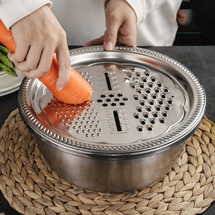 3 in 1 Stainless Steel Multifunctional Grater Kitchen Draining And Washing Basin Set(28cm)-garmade.com
