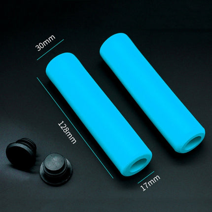 4 Pairs Mountain Folding Bicycle Silicone Foaming Sponge Handle Cover Rubber Shock Absorbing Anti-Slip Handle Set(Blue)-garmade.com