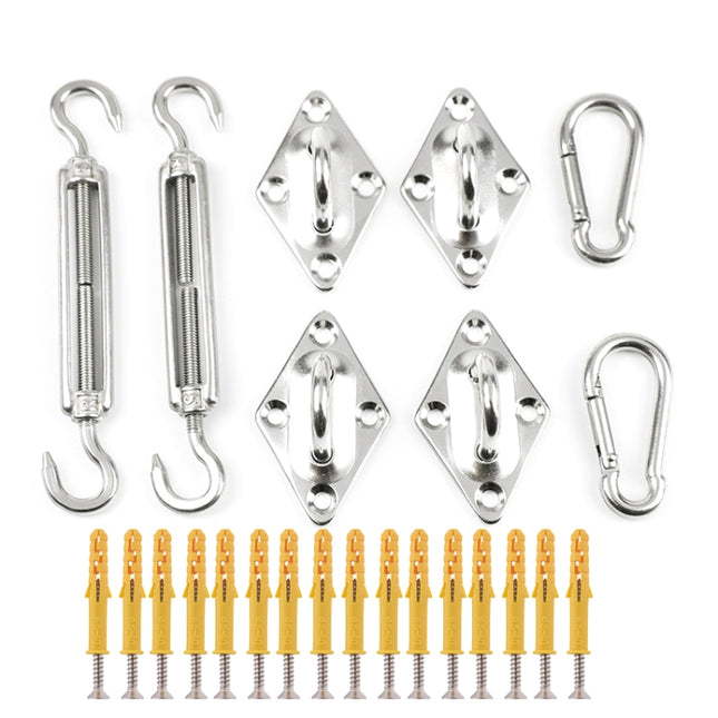 24 PCS / Set Outdoor Rectangle Shade Sail 304 Stainless Steel Accessories Outdoor Shade Flower Basket Screws Diamond Door Buckle-garmade.com