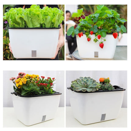 Family Balcony Rectangular Plastic Self-Absorbent Vegetable Growing Pot Flower Pot, Style: SC02 Big Pot-garmade.com