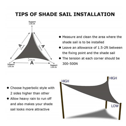 Triangle Outdoor Garden Sunshade Sail Waterproof Anti-UV Canopy, Size: 3m x 3m x 4.3m(Khaki)-garmade.com