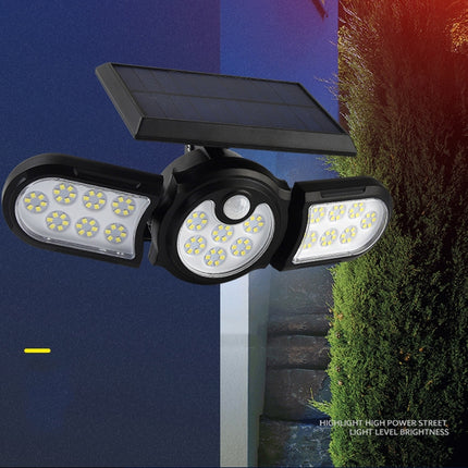 112 LED TG-TY080 3-Heads Rotatable Solar Wall Light Outdoor Waterproof Human Body Induction Garden Lawn Lamp-garmade.com